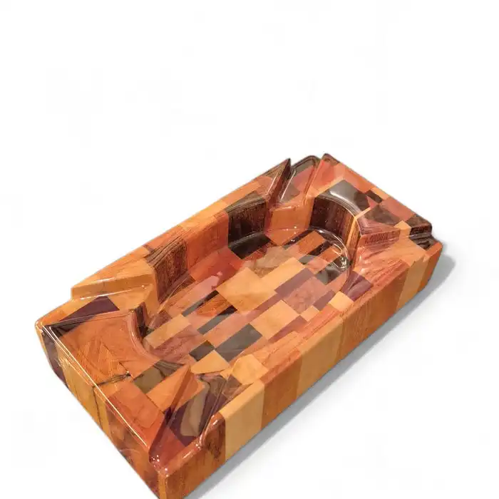 Cinzeiro para Charutos em Marchetaria Grande – Marfim, Pau-Ferro, Ipê-Roxo e Roxinho