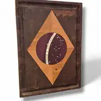 Tábua Bandeira do Brasil em Marchetaria (Marfim, Ipê-roxo e Roxinho) – 51×37 cm - imagem 1