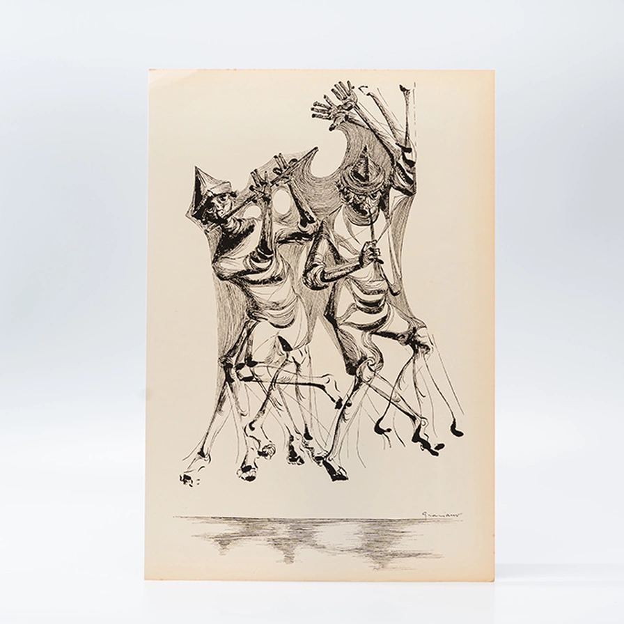 Gravura Clóvis Graciano nº 7 – Flauta e Celebração em Movimento