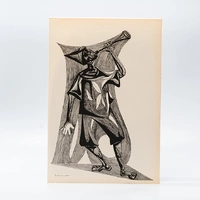 Gravura Clóvis Graciano nº 13 – Músico com Chapéu Pontudo e Instrumento de Sopro - imagem 1