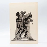 Gravura Clóvis Graciano nº 14 – Dois Músicos de Sopro - imagem 1