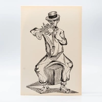 Gravura Clóvis Graciano nº 15 – Músico Solitário com Instrumento de Sopro - imagem 1