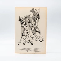 Gravura Clóvis Graciano nº 21 – Dois Músicos em Salto com Instrumentos de Sopro - imagem 1