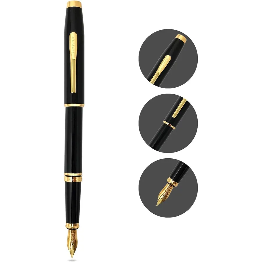 Caneta Cross Coventry Tinteiro – Preta com Acabamento Dourado