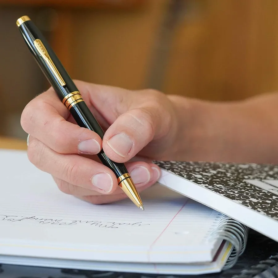 Caneta Cross Coventry Esferográfica – Preta com Acabamento Dourado