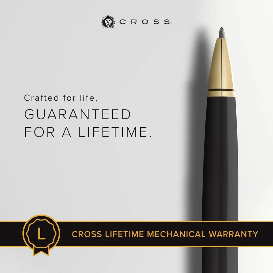 Caneta Cross Coventry Esferográfica – Preta com Acabamento Dourado