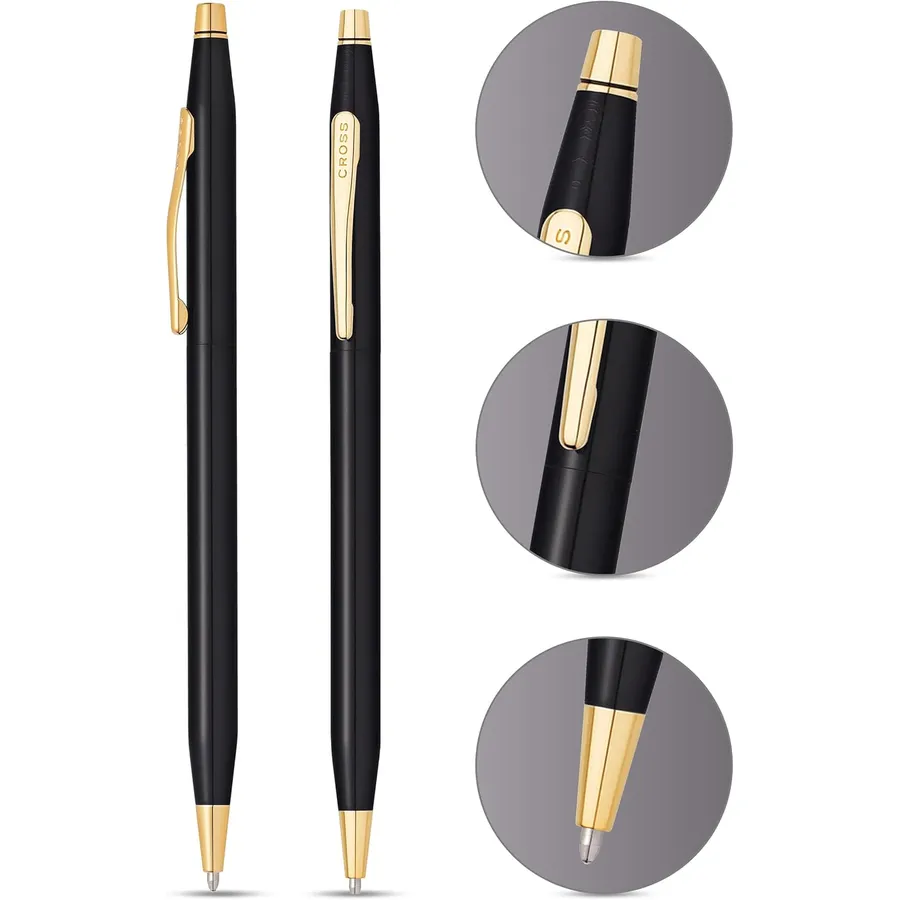 Caneta Cross Classic Century Esferográfica – Preta com Acabamento Dourado
