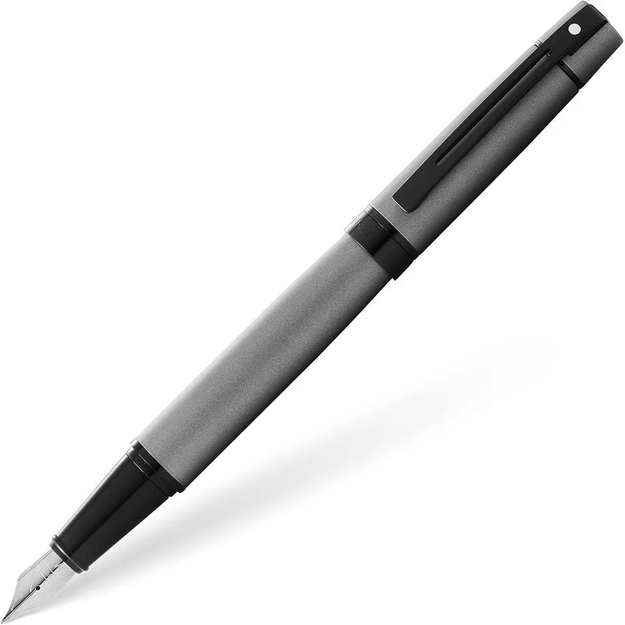 Caneta Sheaffer 300 Tinteiro – Cinza Fosco com Acabamento Cromado