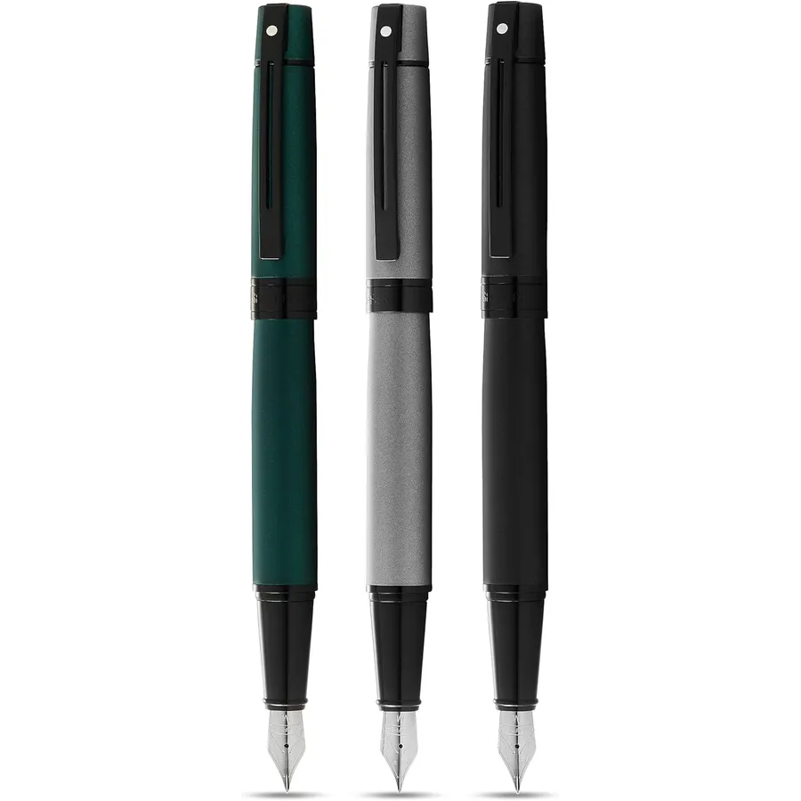 Caneta Sheaffer 300 Tinteiro – Cinza Fosco com Acabamento Cromado