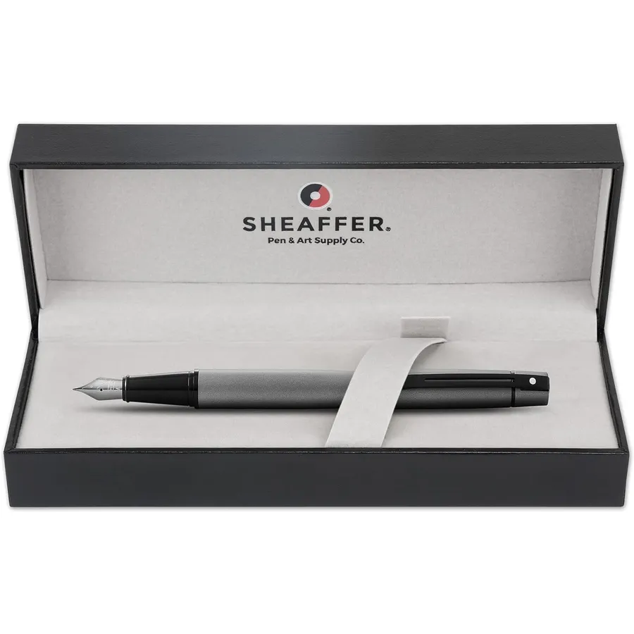 Caneta Sheaffer 300 Tinteiro – Cinza Fosco com Acabamento Cromado