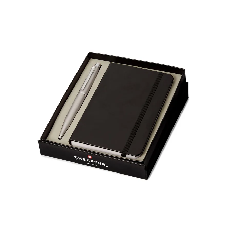 Kit Caneta Sheaffer VFM Esferográfica – Cinza Fosco + Caderno A6 Capa Preta