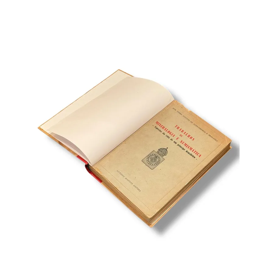 Livro Trabalhos de Mineralogia e Numismática — Dom Pedro Augusto de Saxe-Coburgo e Bragança (Livraria Martins Editora, 1958) — Capa dura