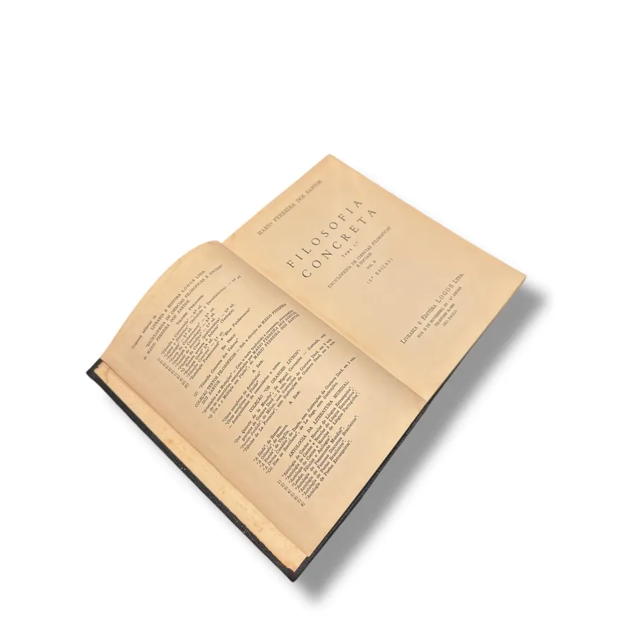 Livro Filosofia Concreta — Tomo I + Tomo II — Mário Ferreira dos Santos (Editora Logos, 1959) — Capa dura — Venda em conjunto