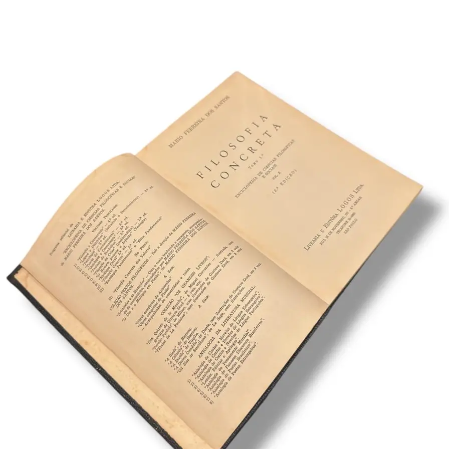 Livro Filosofia Concreta — Tomo I + Tomo II — Mário Ferreira dos Santos (Editora Logos, 1959) — Capa dura — Venda em conjunto