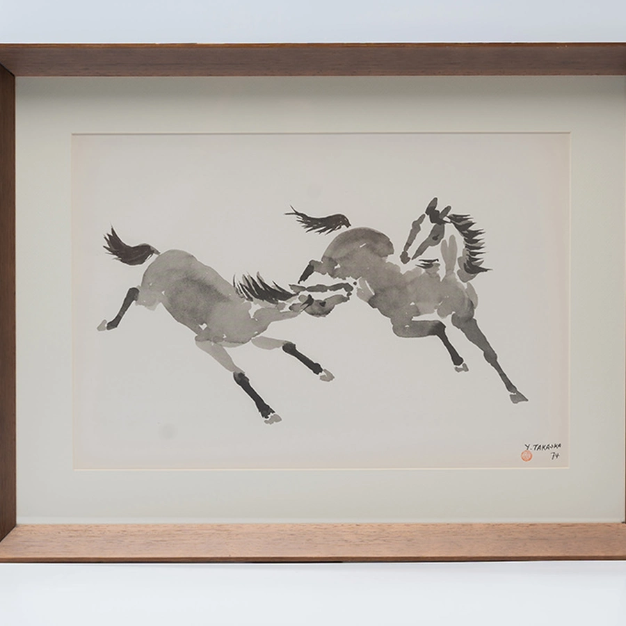 Gravura Yoshiya Takaoka — Cavalos nº 2 (Dois em confronto), 1974/75 — Coleção “Cavalos”, Editora Cultrix