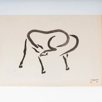 Gravura Yoshiya Takaoka — Cavalos nº 4 (Um em arco), 1974/75 — Coleção “Cavalos”, Editora Cultrix - imagem 1