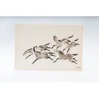Gravura Yoshiya Takaoka — Cavalos nº 6 (Quatro em corrida), 1974/75 — Coleção “Cavalos”, Editora Cultrix - imagem 1