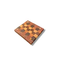 Tábua End Grain “Trama Geométrica” – Marfim, Pau-Ferro e Ipê-Roxo (22×24 cm) - imagem 2