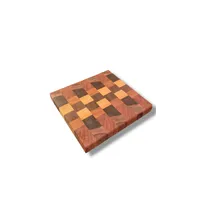 Tábua End Grain “Trama Geométrica” – Marfim, Pau-Ferro e Ipê-Roxo (22×24 cm) - imagem 1