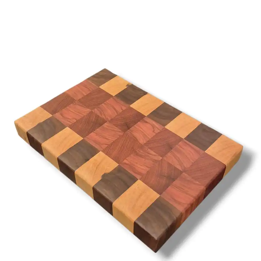 Tábua de Cozinha em Marchetaria – Moldura Xadrez (Marfim, Pau-ferro e Ipê-roxo) 28×19×4 cm