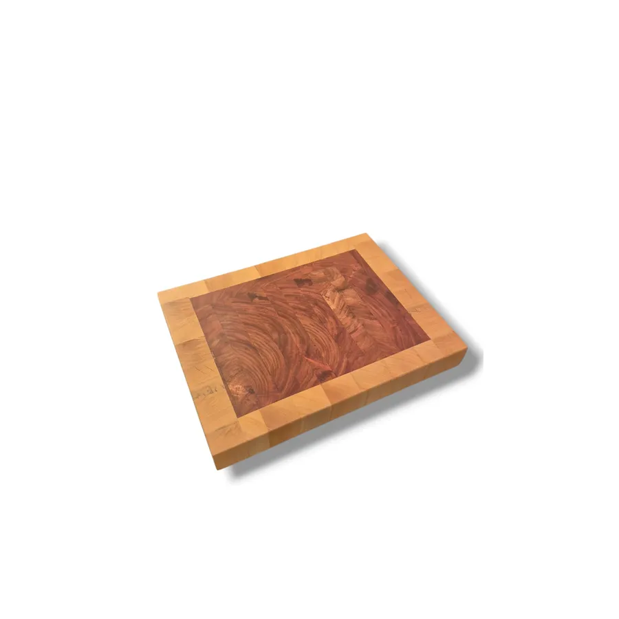 Tábua End Grain Marfim & Pau-Ferro – Moldura Clara com Centro Escuro (33 x 26 cm)