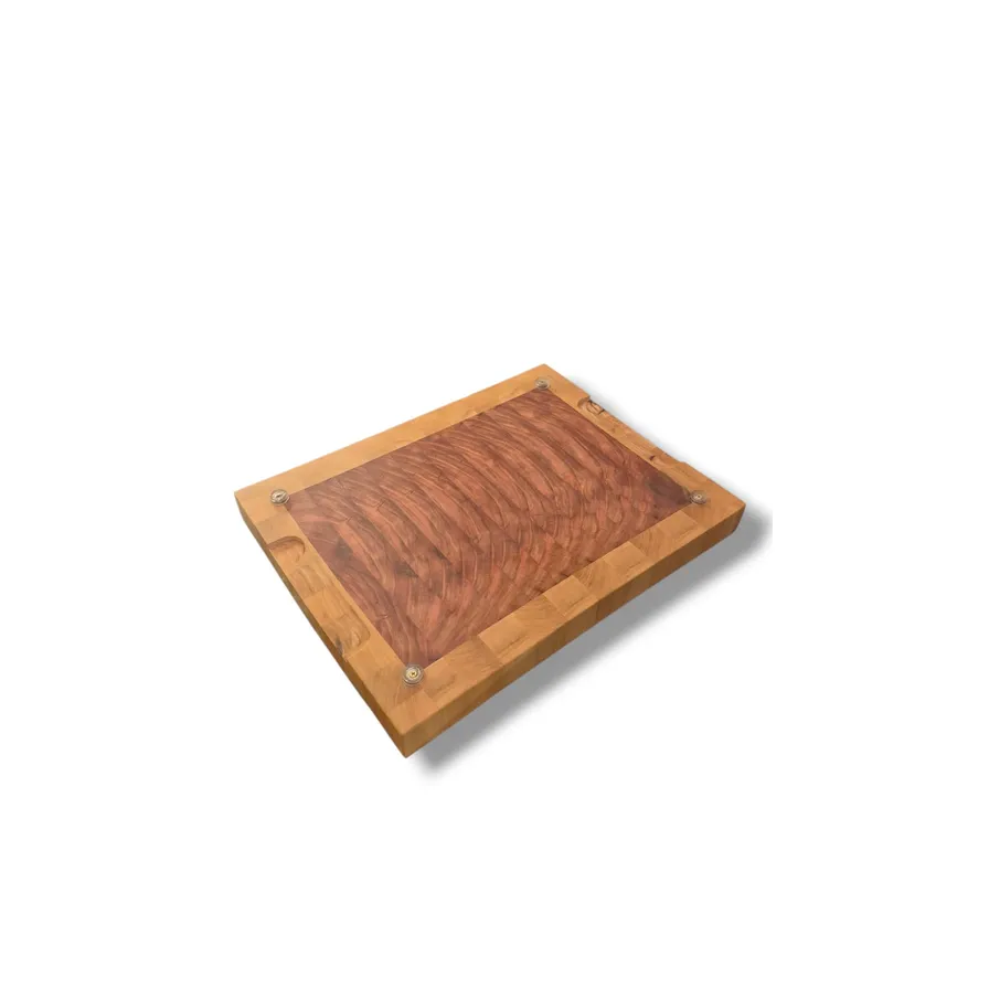 Tábua End Grain Marfim e Pau-Ferro – Moldura Clara com Centro Escuro (36,5×29×3,5 cm)