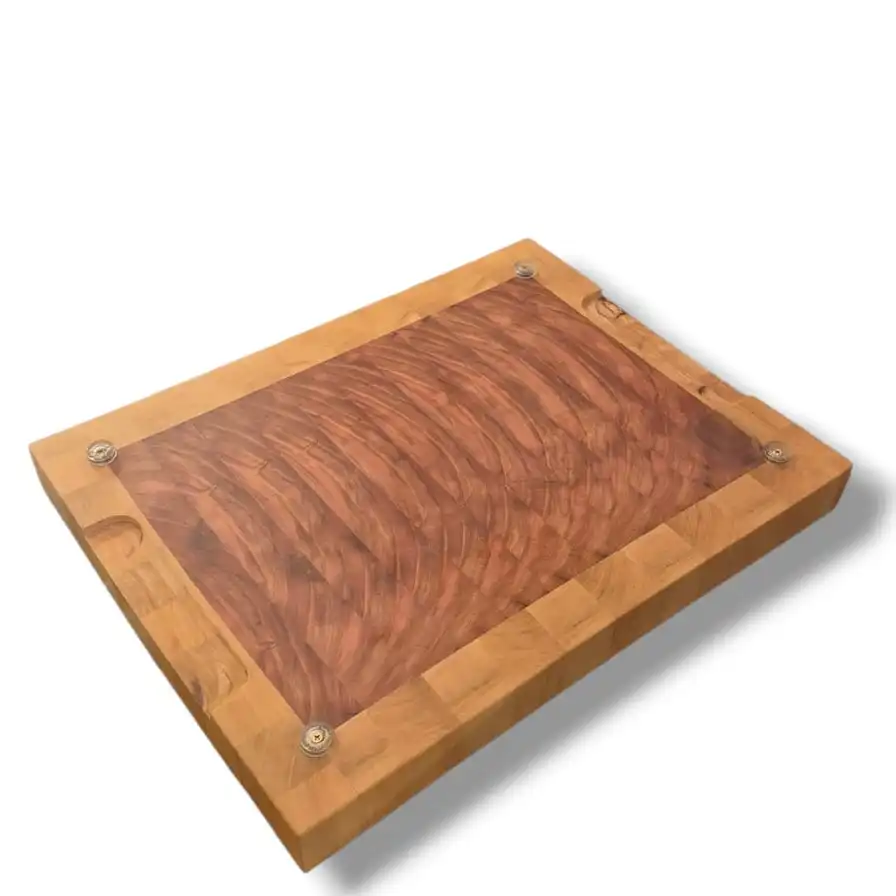 Tábua End Grain Marfim e Pau-Ferro – Moldura Clara com Centro Escuro (36,5×29×3,5 cm)