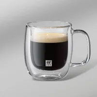 Jogo com 2 Xícaras de Vidro de Parede Dupla para Espresso, 80 ml (Com Alça) – Sorrento - imagem 2
