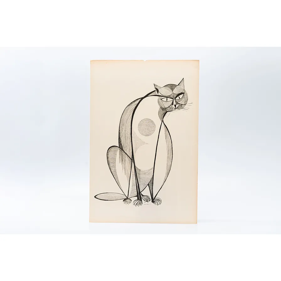Gravura Aldemir Martins – Gato – Coleção Mestres do Desenho