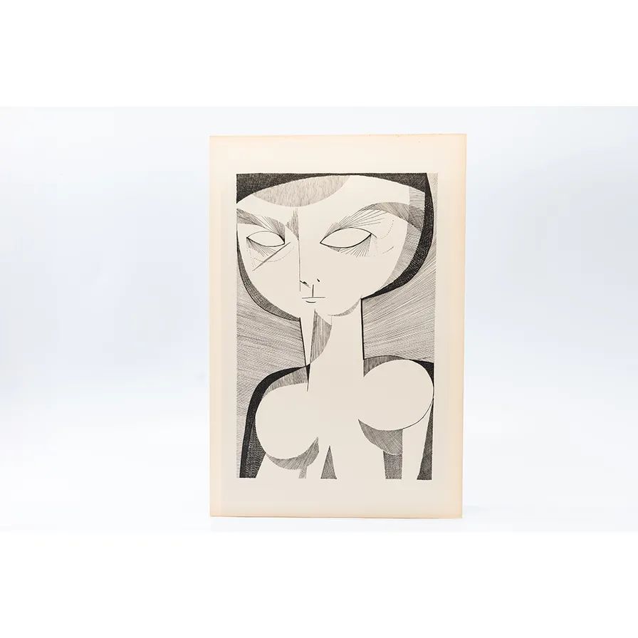 Gravura Aldemir Martins – Figura Feminina Estilizada – Coleção Mestres do Desenho