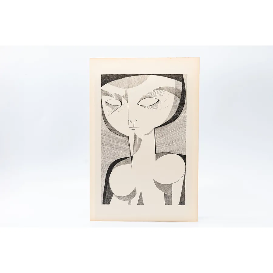 Gravura Aldemir Martins – Figura Feminina Estilizada – Coleção Mestres do Desenho