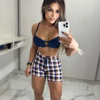 Conjunto Fitness Top e Short - Xadrez - imagem 1