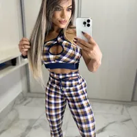 Conjunto Fitness Top e Calça - Xadrez - imagem 3