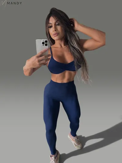 Legging tecido canelado
