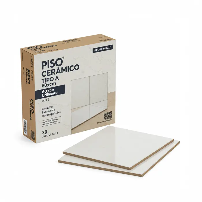 Piso Cerâmico Tipo A Branco Brilhante 60x60cm – Caixa com 2,5m²