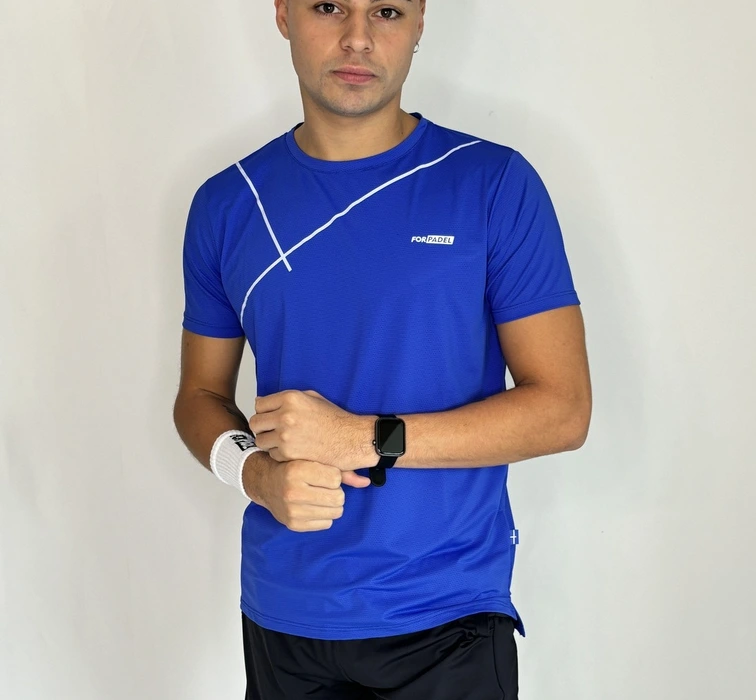 Camiseta Poli Quadra - Azul