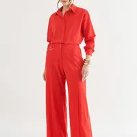 CONJUNTO CAMISA COM CALÇA VERMELHO ALGODÃO - imagem 1