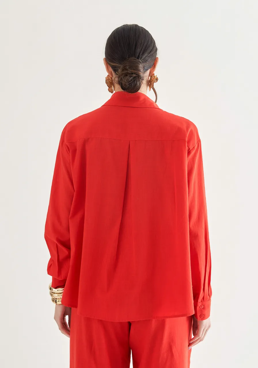 CONJUNTO CAMISA COM CALÇA VERMELHO ALGODÃO
