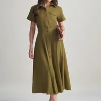 VESTIDO MIDI CHEMISE SLIM VERDE - imagem 1