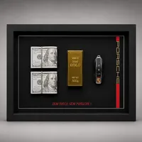 Quadro Box Porsche Com Barra de Ouro 40x30