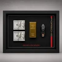 Quadro Box Porsche Com Barra de Ouro 40x30