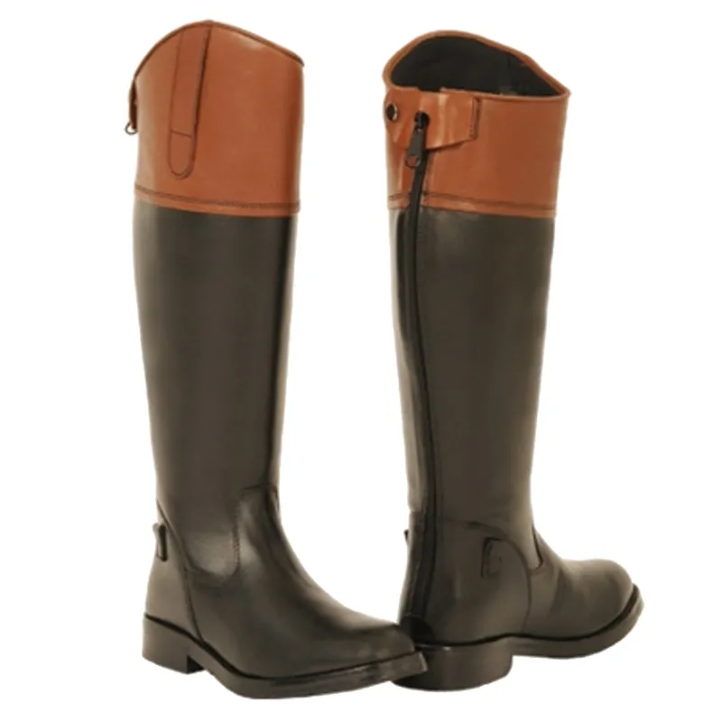 Bota de Couro Preto e Café para Hipismo e Montaria 