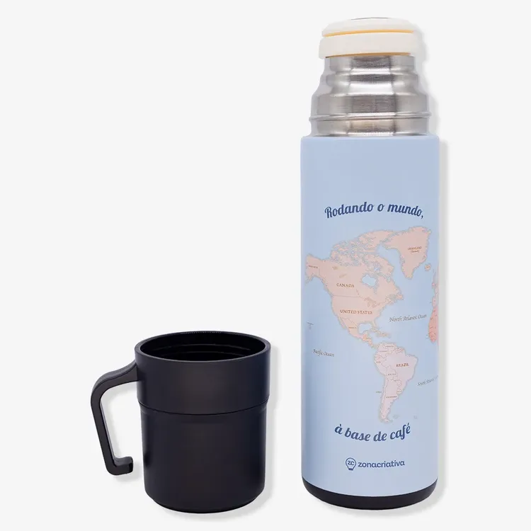 Garrafa Térmica de Café com Tampa Dupla Viagem - Zonacriativa 