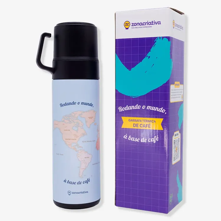 Garrafa Térmica de Café com Tampa Dupla Viagem - Zonacriativa 