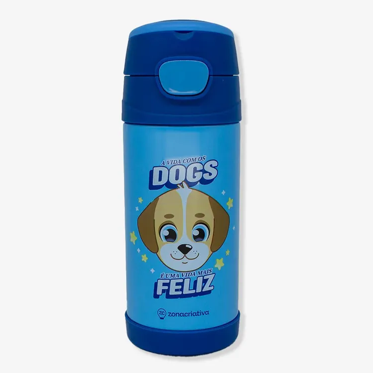 Garrafa Térmica Infantil Com Adesivo Eu Amo Dogs – Zonacriativa 