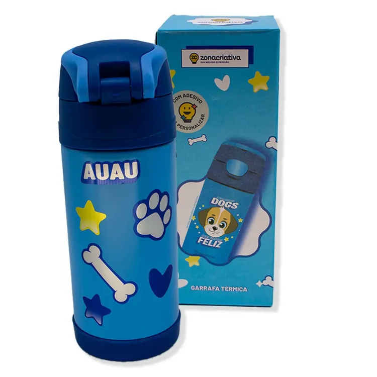 Garrafa Térmica Infantil Com Adesivo Eu Amo Dogs – Zonacriativa 