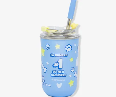 Copo Neo com Canudo Amo Dogs – Zonacriativa 