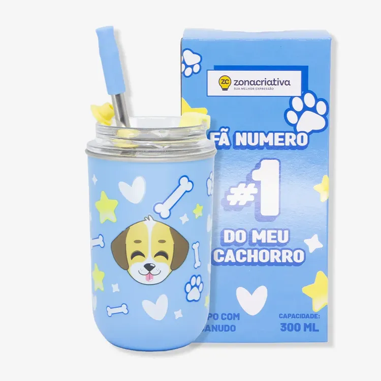 Copo Neo com Canudo Amo Dogs – Zonacriativa 