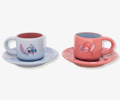 Kit Xicara com Pires Stitch e Angel - Disney 
