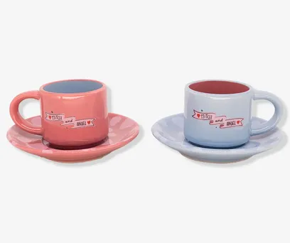Kit Xicara com Pires Stitch e Angel - Disney 
